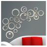 Aooyaoo Circle Mirror DIY Wall Sticker Wall Decoration 24pcs Grey